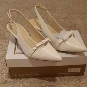 Charter Club Women's Cream Slingback Heels